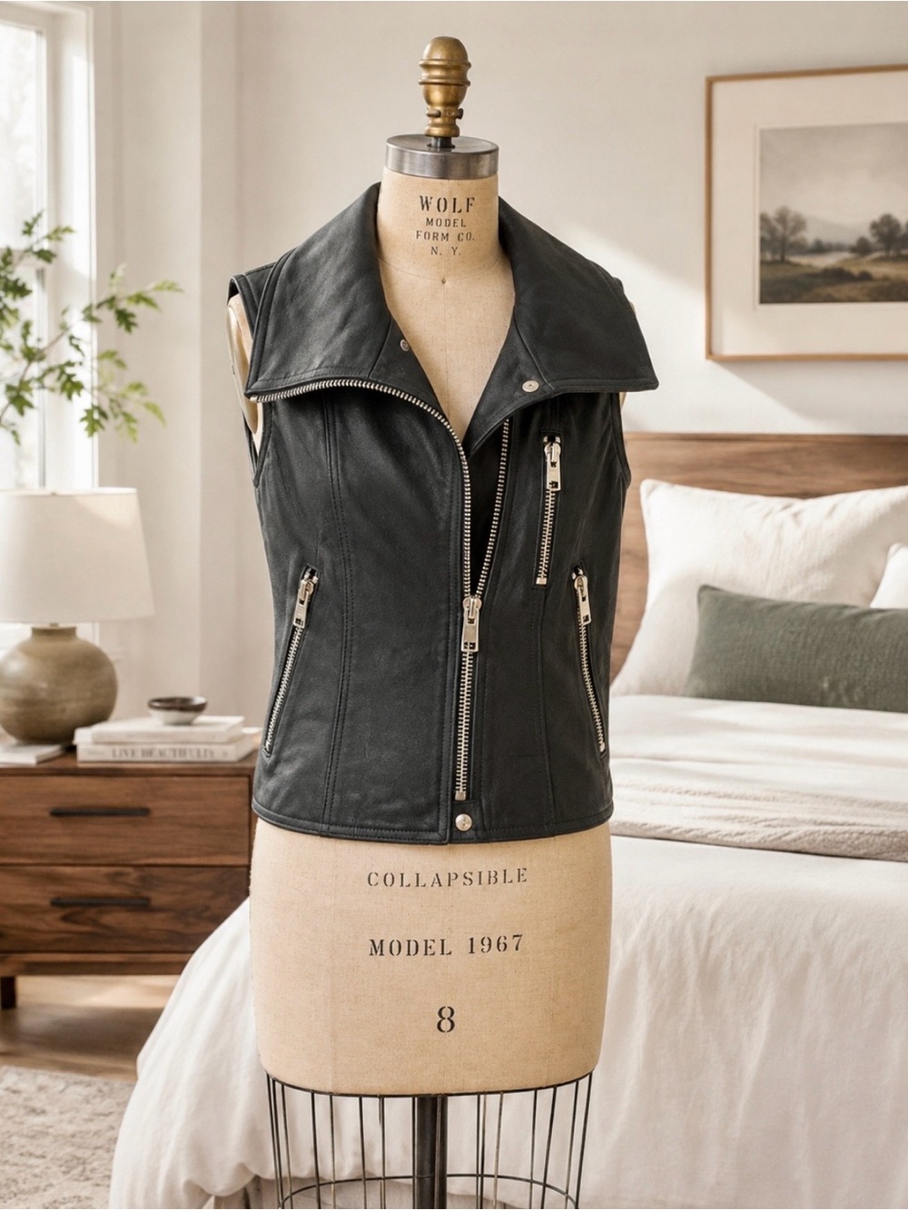 SMYTHE 100% Leather Moto Silver Hardware Vest - 6